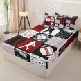 thumbnail image 2 of Erosebridal Sports Silhouette Pattern Zipper Twin Comforter Sets with Fitted Sheet and 2 Pillowcases,Chevron Texture Print Zipper Bedding Set,Burgundy Red Black White,Black Reversible, 2 of 6