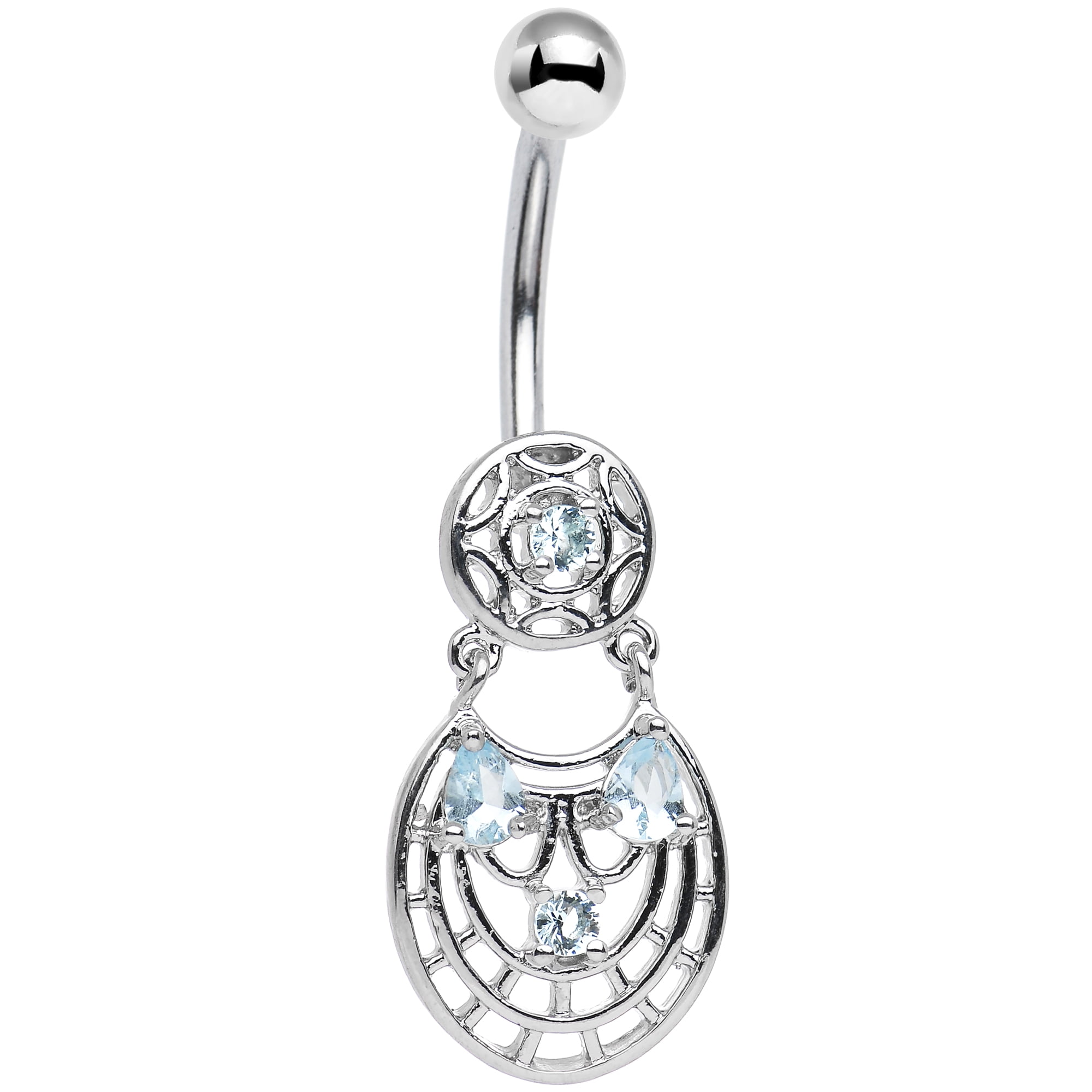 Body Candy Stainless Steel Brilliant Blue Teardrop Woven Medal Dangle