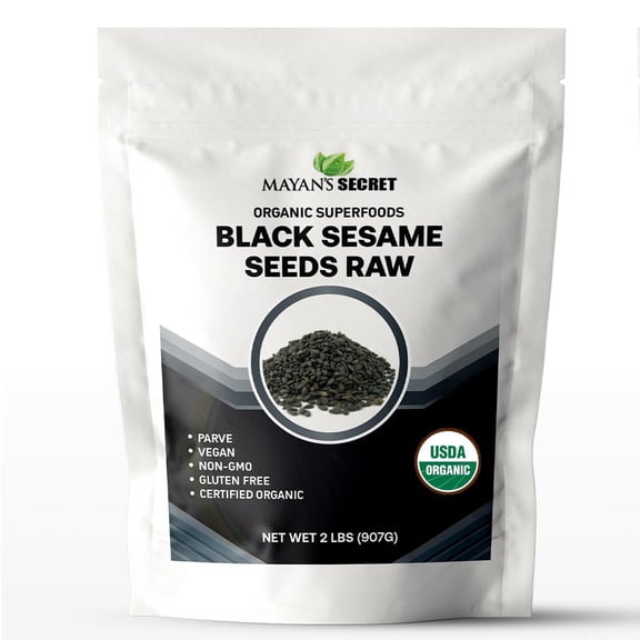 Mayan's Secret Organic Black Sesame Seeds - All Natural Premium Raw Seeds, Non GMO, Gluten Free & Vegan - 2lbs