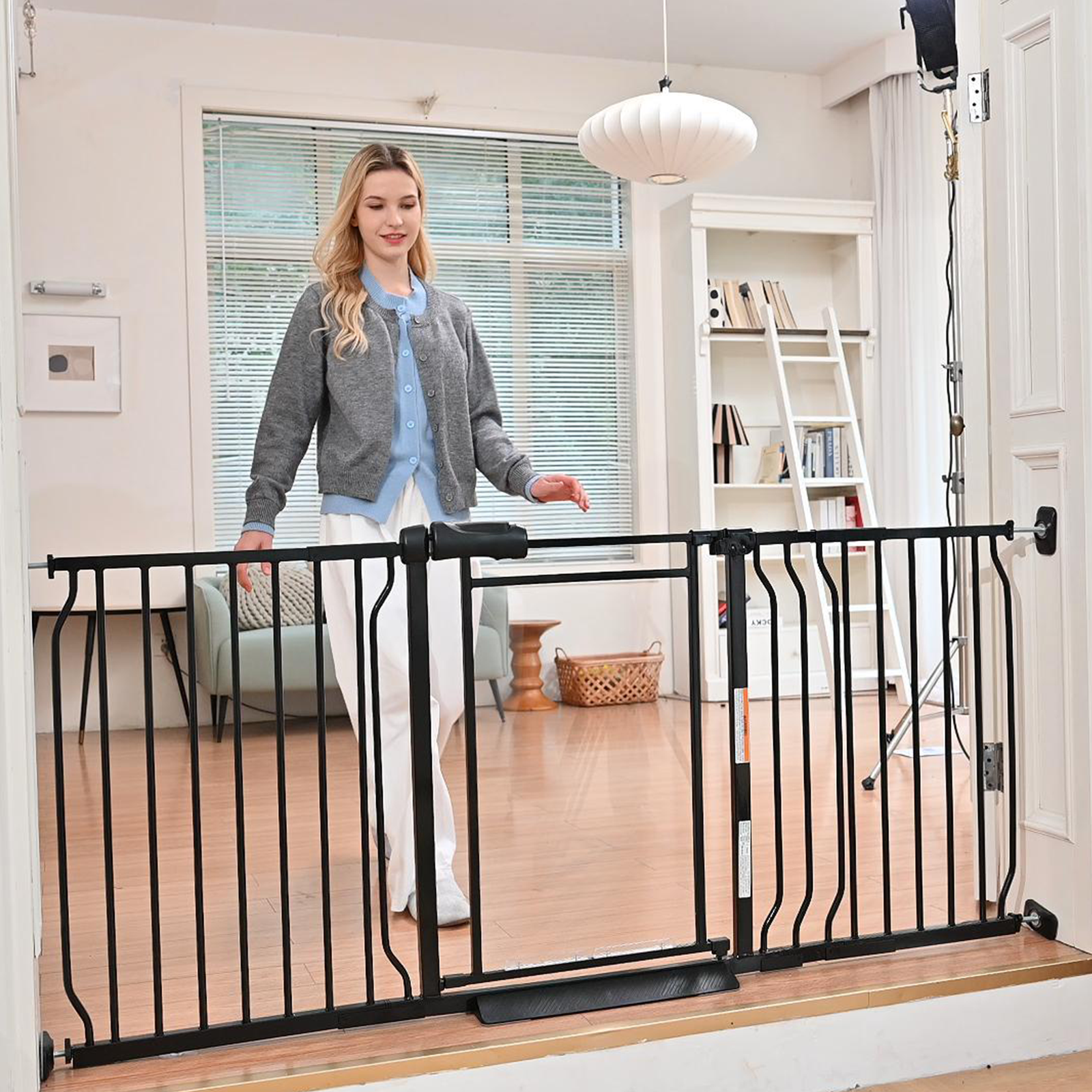 Fairy Baby Safety Gate with Door, 38-47 Inch Black photo 2