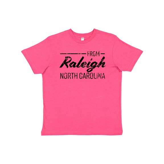 Inktastic From Raleigh North Carolina in Black Distressed Text Youth T-Shirt