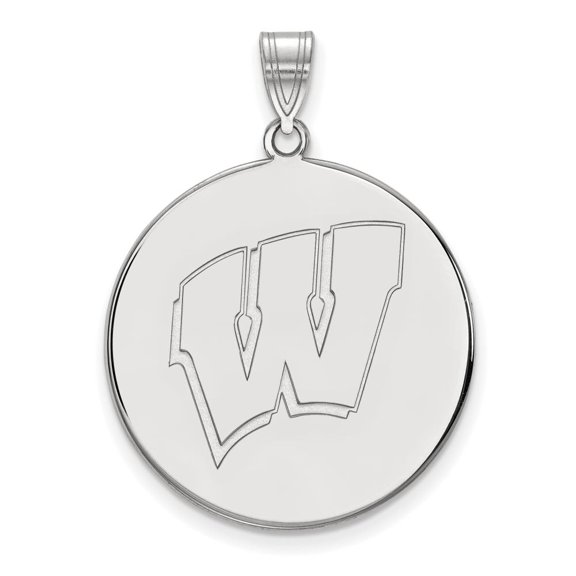Sterling Silver LogoArt Official Licensed Collegiate University of Wisconsin (UW) XL Disc Pendant