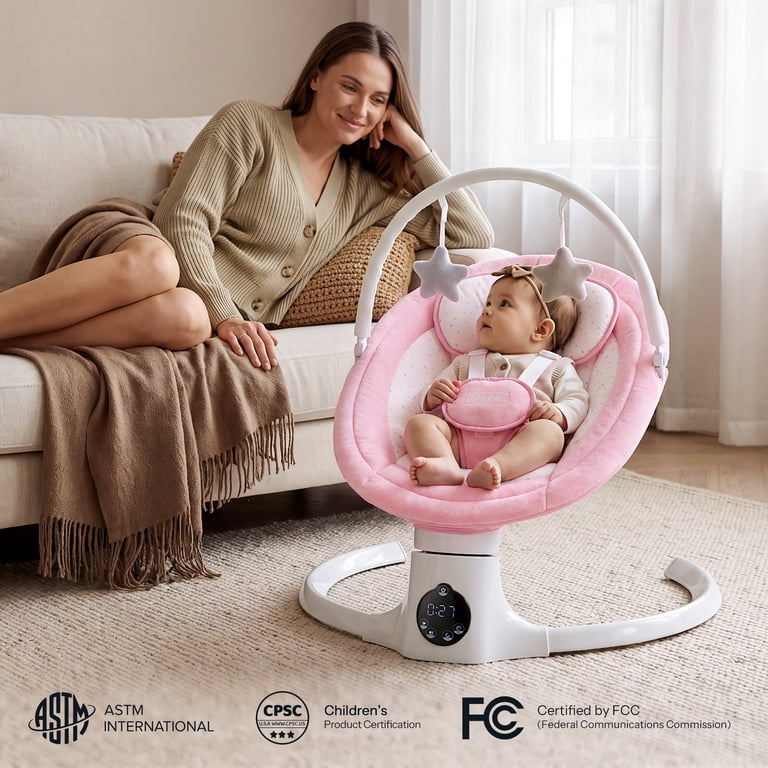 Electric Baby Swing with Remote Control and Lullabies photo 8