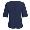 thumbnail image 5 of Summer Saving Wycnly Womens Blouses and Tops Dressy Casual Solid Plus Size Soft Breathable Cotton Linen Tshirts Summer Plain V-Neck Elbow-Length Cute Tees Tops Dark Blue m, 5 of 5