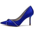 thumbnail image 5 of Women Pointed Toe High Heels Stiletto 8.5CM Rhinestones Bow Pump Party Dress Wedding Shoes, 5 of 6