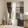 thumbnail image 3 of Manfei Graffiti Geometric Check Curtains Pack of 2 (42x84 Each),Retro Patchwork Buffalo Curtains Blackout,Brown Gray Blue Bedroom Curtains For Adults,Luxury Bedroom Decor, 3 of 6