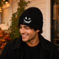 thumbnail image 4 of IYYVV Unisex Halloween Beanie Hat Pumpkin Ghost Skull Knit Cap | Funny Prints, Knit for Fall Winter Black, 4 of 8