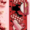 thumbnail image 4 of mubwai Valentine''s Day Red Table Runner, Black White Love Heart Pink Stripes Polka Dots Kitchen Dining Table Decor, Wedding Anniversary Home Decoration Indoor Outdoor Party Supply 13 x 36 Inches, 4 of 4