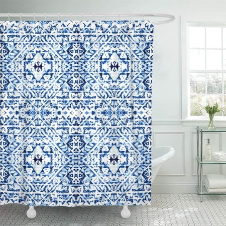 Yusdecor Colorful Winter Watercolor Hand Blue Indigo Boho Pattern Tribal Snowflak Bathroom Decor Bath Shower Curtain 60x72 Inch Walmart Canada