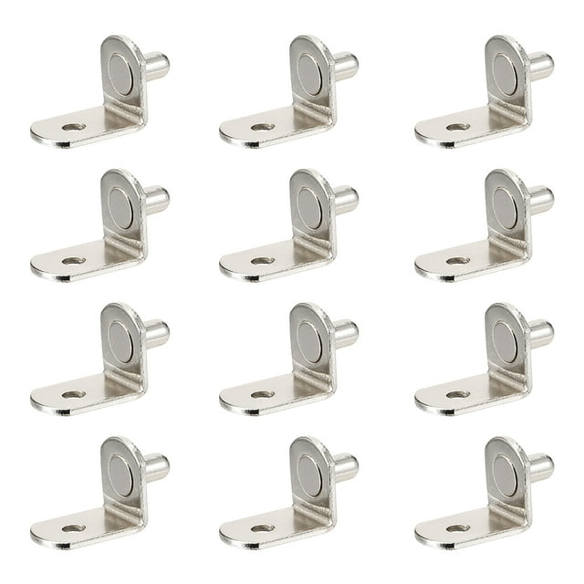 Uxcell Clavija de Soporte para Estante 0.2 pulgadas Soporte de Estante en Forma de L con Agujero Acero Tono Plateado 20Pcs