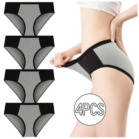 Bpxiofoy Cotton Underwear for Women Plus Size Lingerie Bikini Underpants Briefs Underwear Women Patchwork Solid Color Butt Lifting Shapewear Womens Underwear Gray L