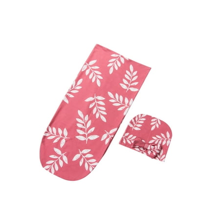 

Newborn Baby Swaddle Blanket Set Infant Soft Night Gowns Flower Print Receiving Blankets+Cute Hat Outfits