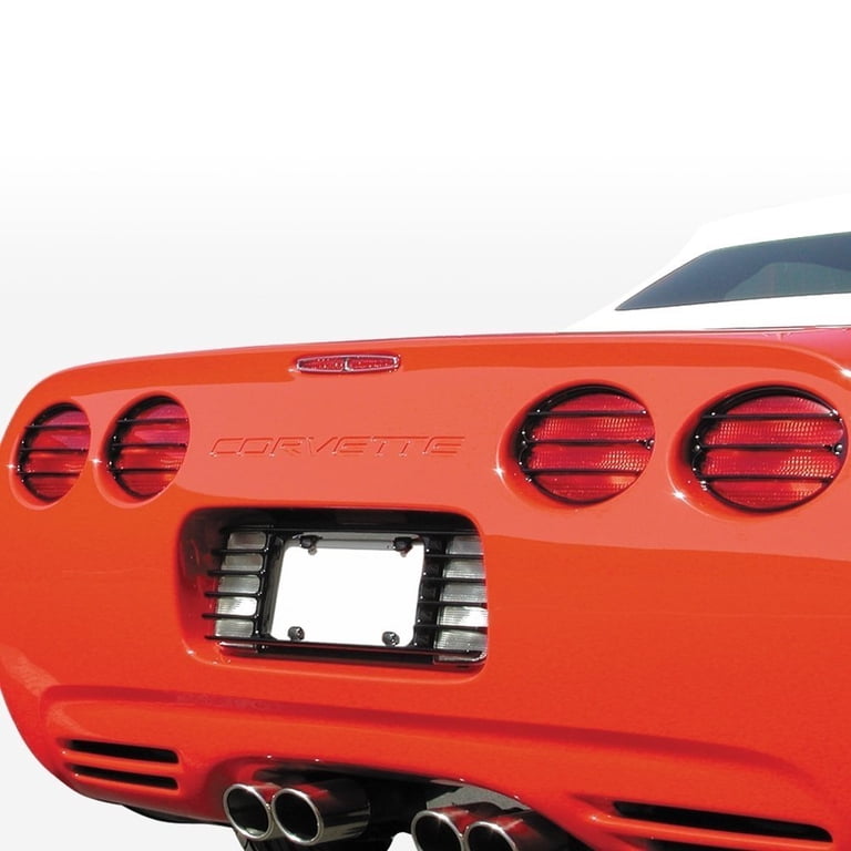 C5 Corvette License Plate Frame With C5 Flags - Solid Brass, Chrome Plated
