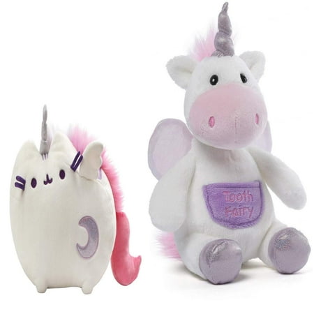 GUND Pusheen Super Pusheenicorn Unicorn Sound and Lights Plush Stuffed Animal, White, 17" and Flitterina Unicorn Toothfairy Pal Stuffed Animal Plush