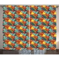 thumbnail image 1 of Colorful Curtains 2 Panels Set, Striped and Polka Dotted Shapes with Zigzag Details Retro Scottish Geometrical, Window Drapes for Living Room Bedroom, 108W X 90L Inches, Multicolor, by Ambesonne, 1 of 3
