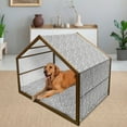 thumbnail image 2 of Skull Pet House, Conjoined Head Motifs Spooky Fossils Motley Dark Sketchy Art Print, Outdoor & Indoor Portable Dog Kennel with Pillow and Cover, 5 Sizes, White Black, by Ambesonne, 2 of 4