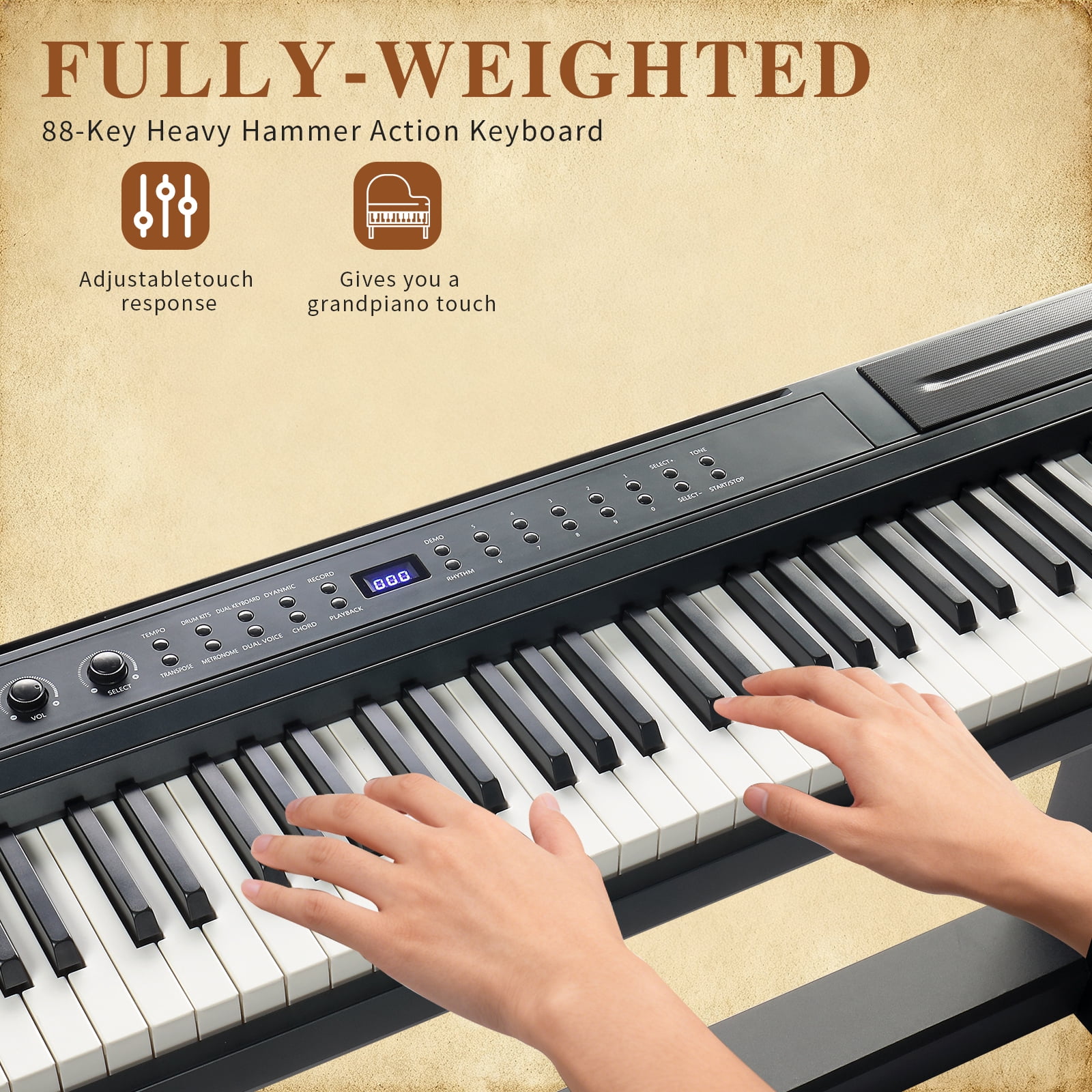 Ktaxon 88-Key Weighted Digital Piano with Dual Bluetooth, Headphone – Upright Electric Keyboard – Matte Black