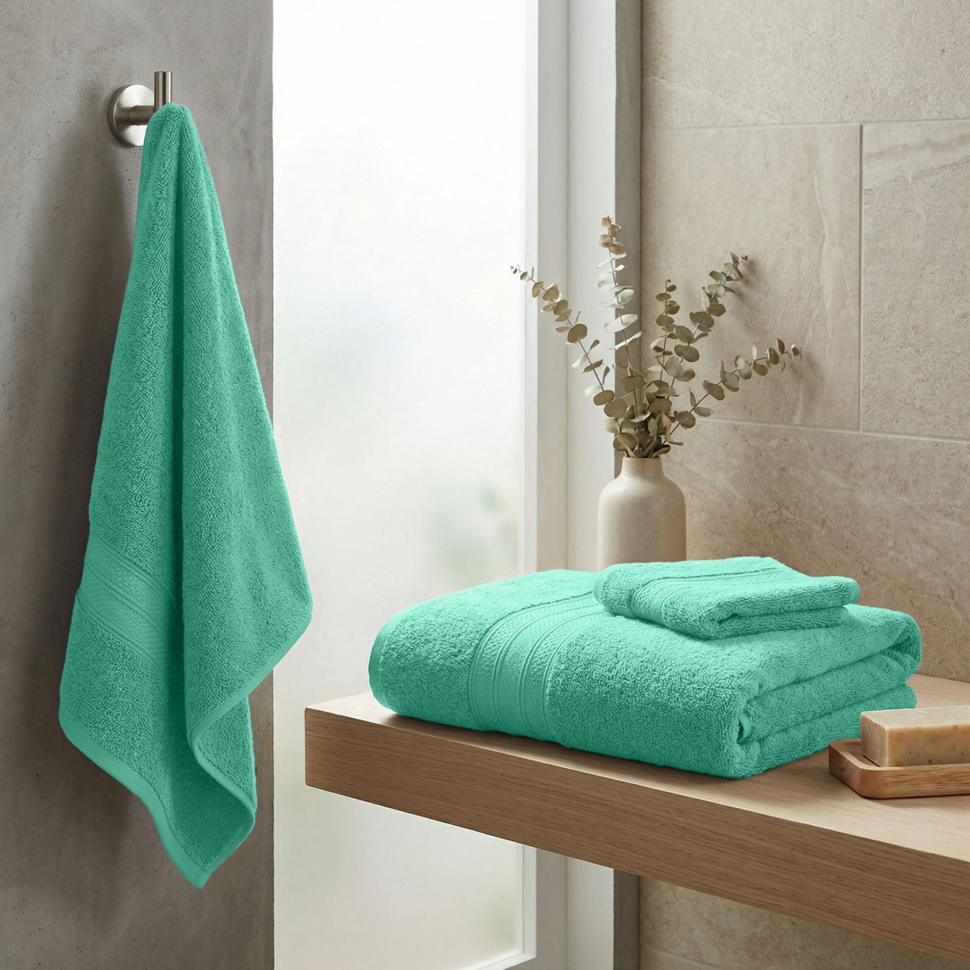 Superior Atlas Heavyweight Plush 3 Piece Cotton Towel Set, Rivulet
