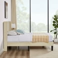 thumbnail image 5 of VECELO Set of 2 Twin Bed Frames, Modern Upholstered Platform Bed Frame with Tufted Headboard, No Box Spring Needed, Beige, 5 of 7