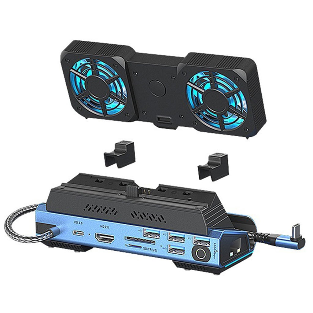lanema USB HUB Docking Station for Console with Light Type-C Dock PD 3.0 4K@60Hz RJ45 Card Reader