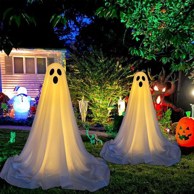Decoraciones de fantasmas de Halloween LED decoración de fantasmas de pie aterrador para el patio del porche delantero