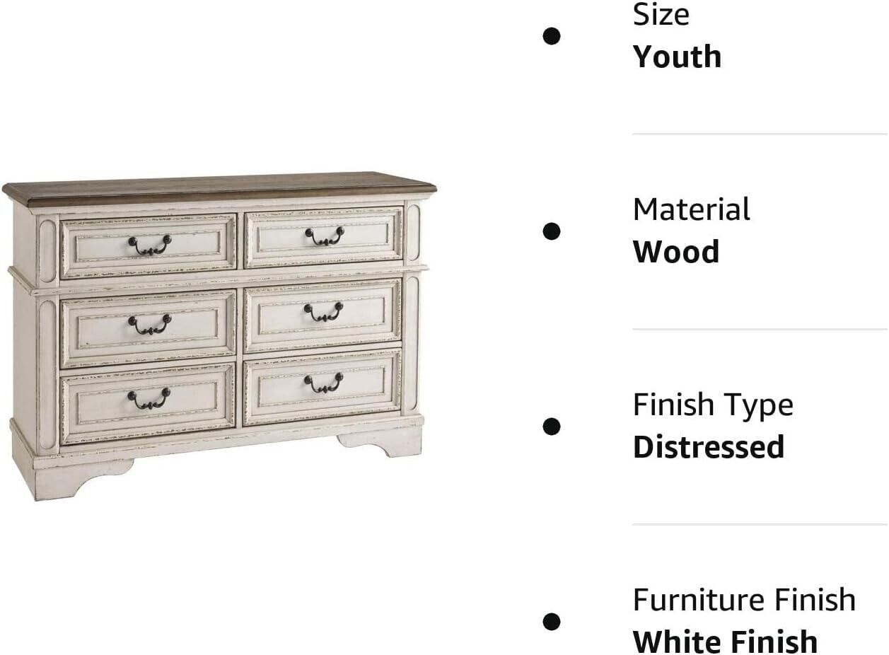 Ashley Furniture Realyn 6-Drawer Double Dresser, Distressed