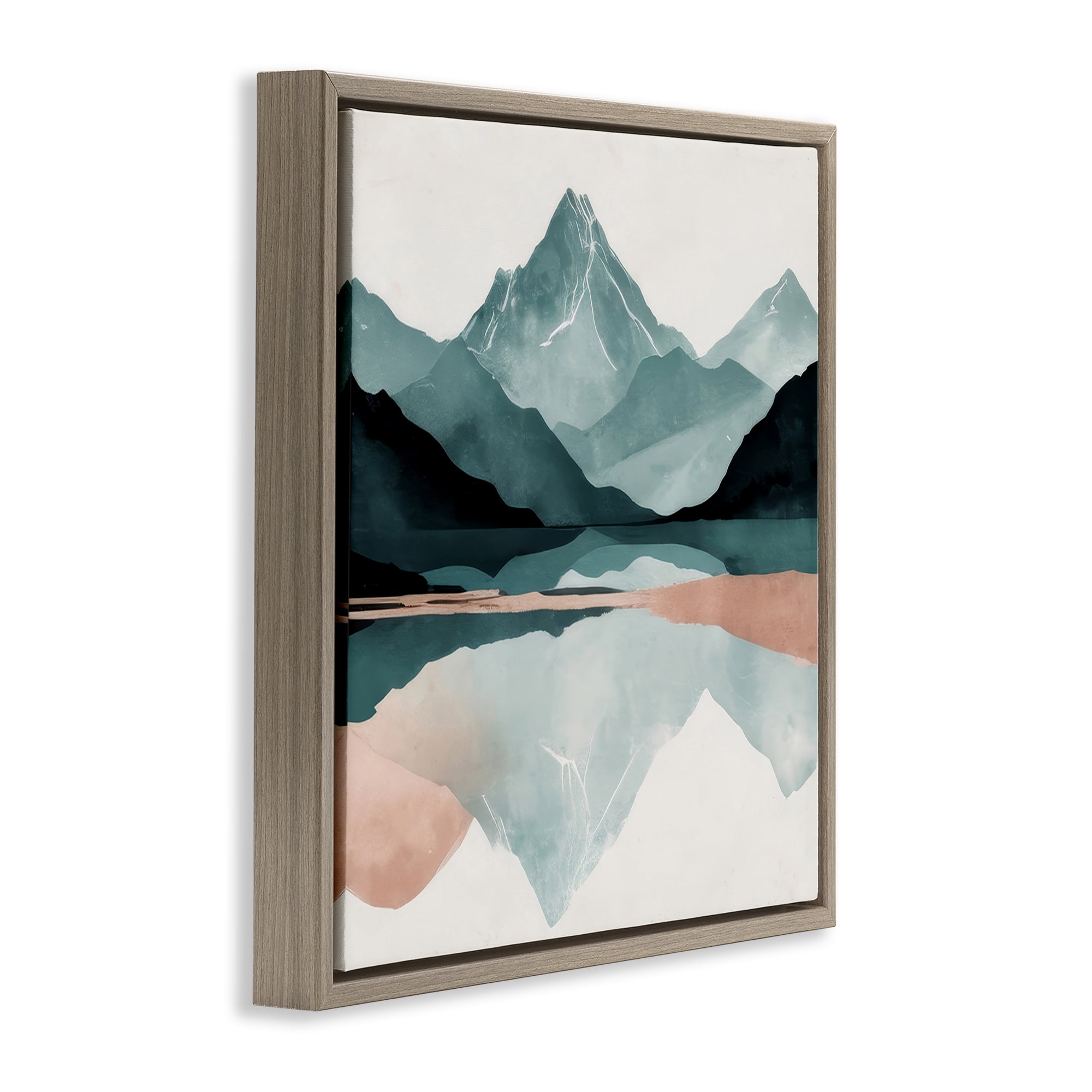 Stupell Industries Reflections of High Peaks Landscape & Nature Painting Brown Floater Framed Canvas Art Print Wall Art, 18 x 18