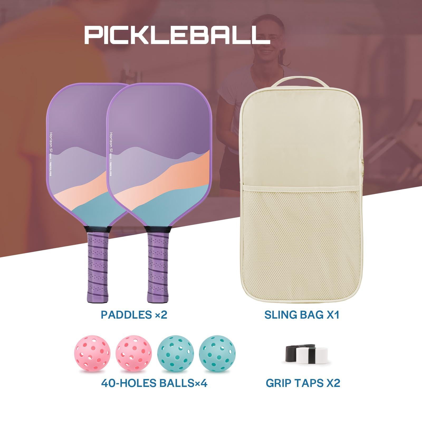 Pickleball Paddles Set Of 2  Lightweight Racket For Beginner Usapa Approved Fiberglass Surface With Non-slip Comfort Grip