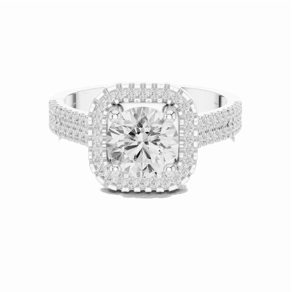 Zuwelria 1.29 Carat Beautiful Round Cut | D/VVS1 Moissanite Diamond Engagement Ring - Halo Bridal Ring - Promise Ring | 18K White Gold Over Sterling Silver | D/VVS1 Size 5