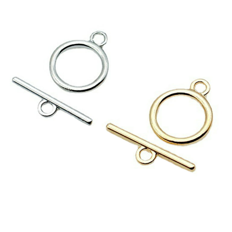HOTYA 10 Pair Toggle Jewelry Clasps for Jewelry Making Metal Round