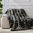 thumbnail image 3 of Faux Fur Throw Blanket, 1000GSM Fluffy Soft Bubble Blanket for Couch Bed, Cozy Plush Warm and Thick Blanket, Fuzzy Rabbit Lola Throw for Living Room Bedroom 50''*60'' Tie-dye Grey, 3 of 7