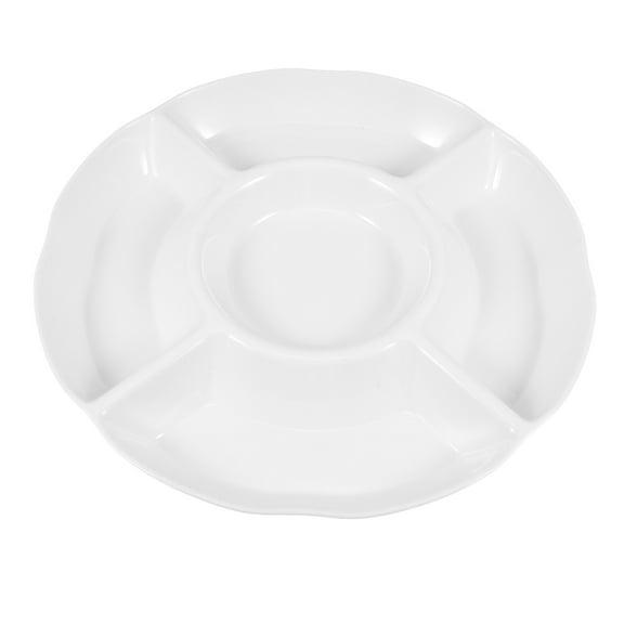 KTV Dish White Serving Platters Plates Veggie Tray with Lid