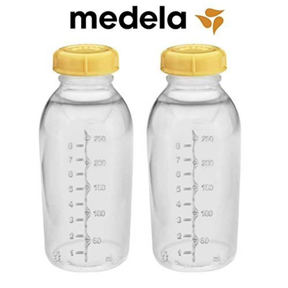 Medela Breastmilk Collection Storage Feeding Bottle Set with Lids (2 Bottles
