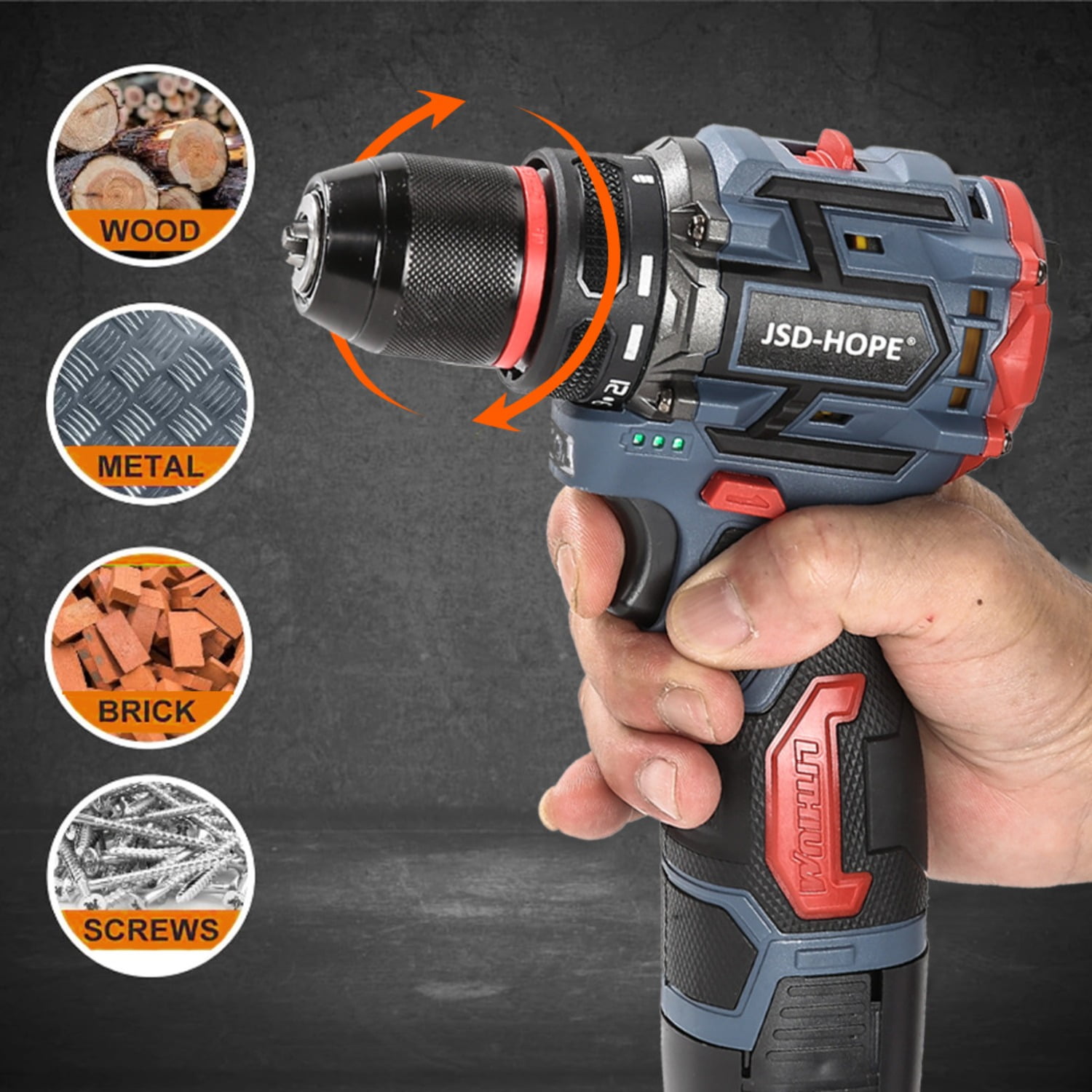 Brushless Cordless Drill/Driver with Impact Function, Multi-Purpose Lithium-ion Electric Tool for Home Use