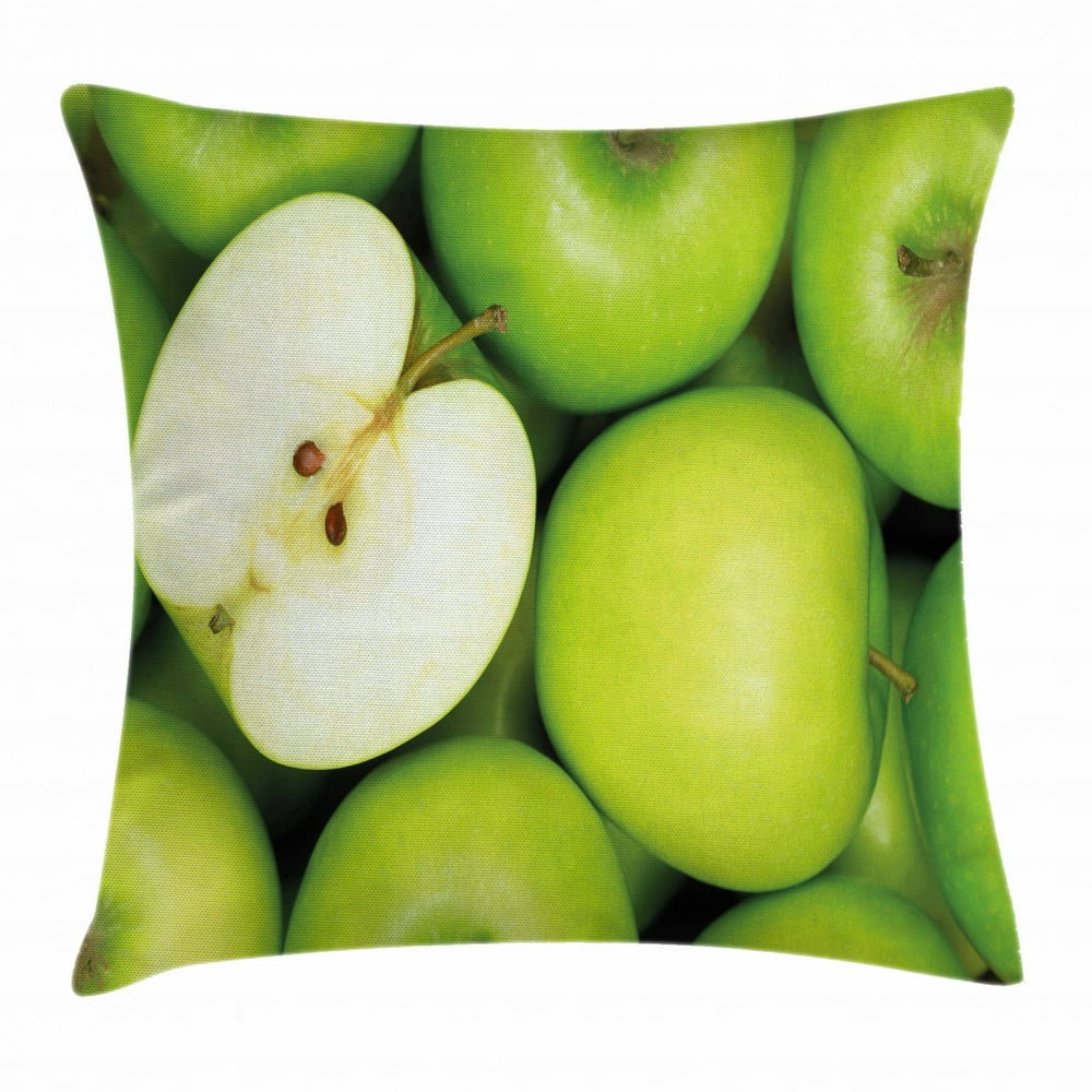 Apple Throw Pillow Cushion Cover, Realistic Looking Pile of Green