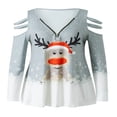 thumbnail image 1 of T-shirt de Noël pour Femmes Manches Longues Col Rond Imprimé Cartoon Elk, 1 of 6