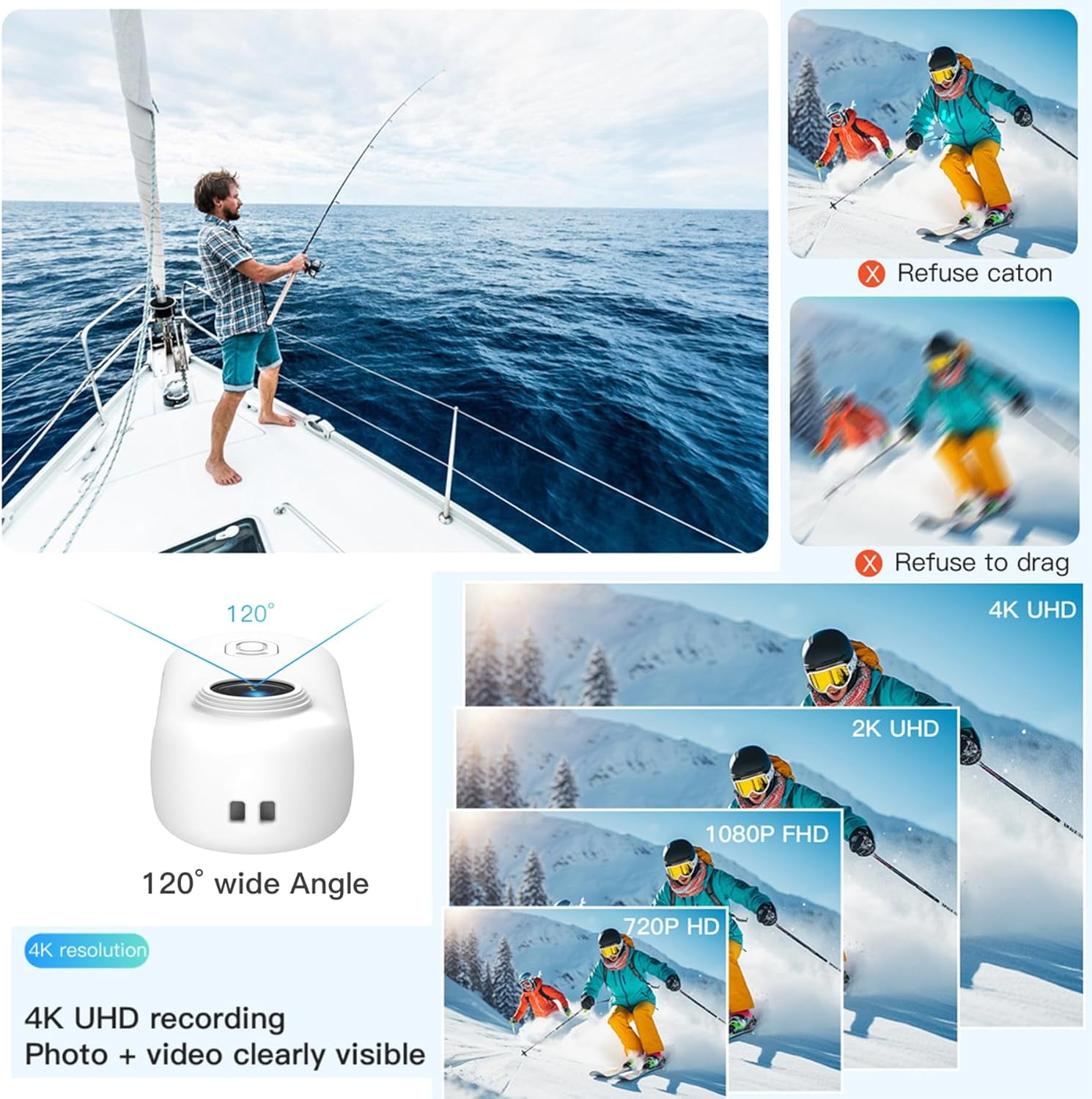 4K Mini WIFI Action Camera 128GB Police Cam Portable Body Cam Wearable Video Recorder with IPX7 Waterproof Underwater Camcorder, Helmet Mount, Magnetic Sport DV for Bike Cycling, Pet, Vlogging(White)
