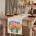 thumbnail image 2 of Table Runners 70 Inches Long Dress Scarves, Spring Floral Farmhouse Coffee/Dining/Kitchen Table Decor, Holiday Table Runner, Watercolor Lavender Daisy Butterflies Linen 13x70 Inch, 2 of 9