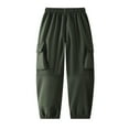thumbnail image 4 of Clearance under 10 7-14 Years Children's Fashion Solid Color Loose Drawstring Pocket Ankle Work Pants Long Pants Army Green 7-8 Years, 4 of 7