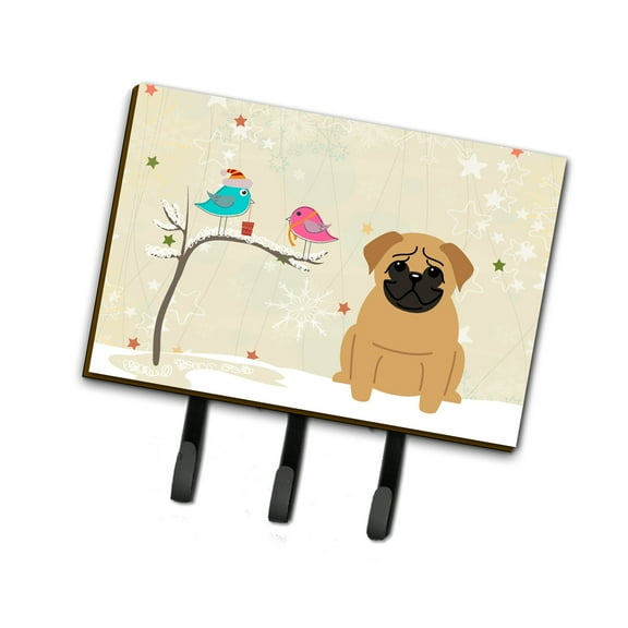 Carolines Treasures BB2479TH68 Christmas Presents between Friends Pug - Brown Leash or Key Holder Triple Hook multicolor