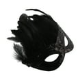 thumbnail image 1 of Unique Bargains 1 Pc Sequined Feathers Party Mask Black Plastic Feather, 1 of 5