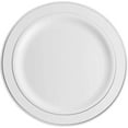 thumbnail image 2 of 60 Piece Plastic Wedding Party Plates White Silver Rim, 30 Premium 10.25 Inch Dinner Plates and 30 Disposable 7.5 Inch Dessert Appetizer Elegant Fancy Heavy Duty, 2 of 3