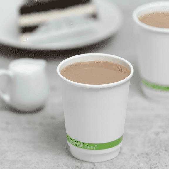 Karat Earth 8 oz. Eco-Friendly Insulated Paper Hot Cups - One Cup, One Earth - 80mm - 500 ct