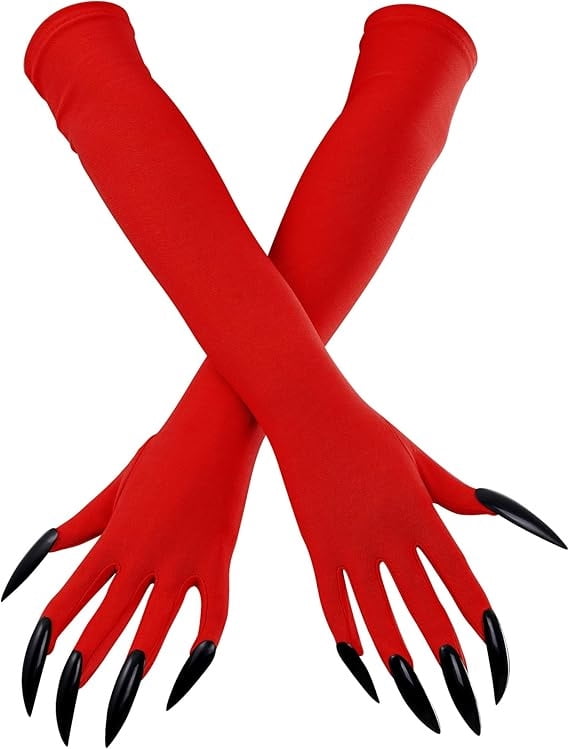 Halloween Claw Gloves with Long Fake Nails for Costume Parties and Stage Performances