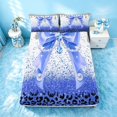 thumbnail image 4 of Homewish Blue Princess Bowknot Bed Sheets for Girls, Glitter Cheetah Print Full Size Sheets, 4-Piece (1 Flat Sheet, 1 Fitted Sheet and 2 Pillowcases), 4 of 6