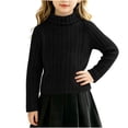 thumbnail image 3 of Husipze Girls Turtleneck Sweater Long Sleeve Cozy Ribbed Knit Pullover Kids Casual Fall Winter Warm School Jumper Tops Black 7-8 Years, 3 of 6