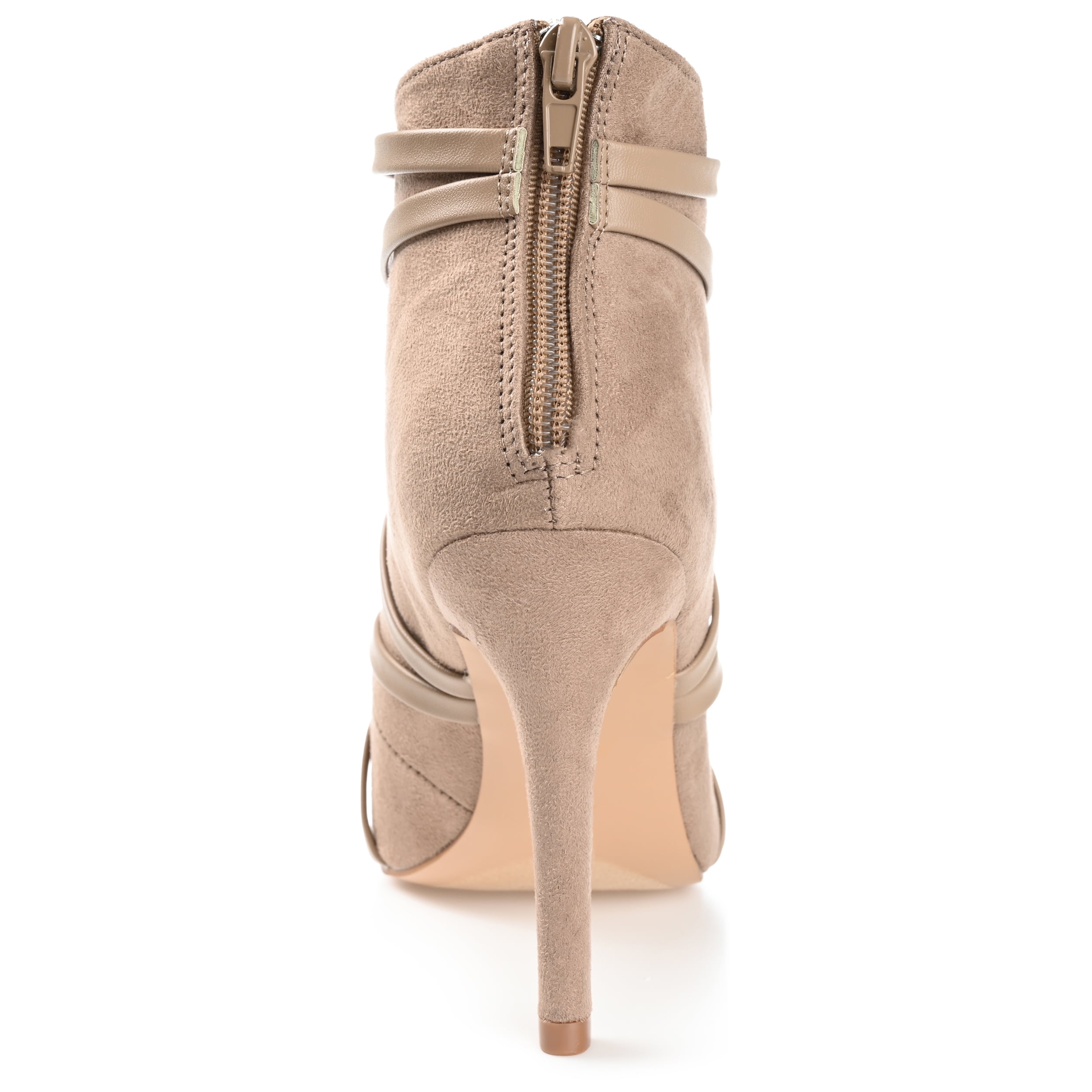 Journee Womens Samara Back Heel Zip Peep Toe Stiletto Booties, Widths Available