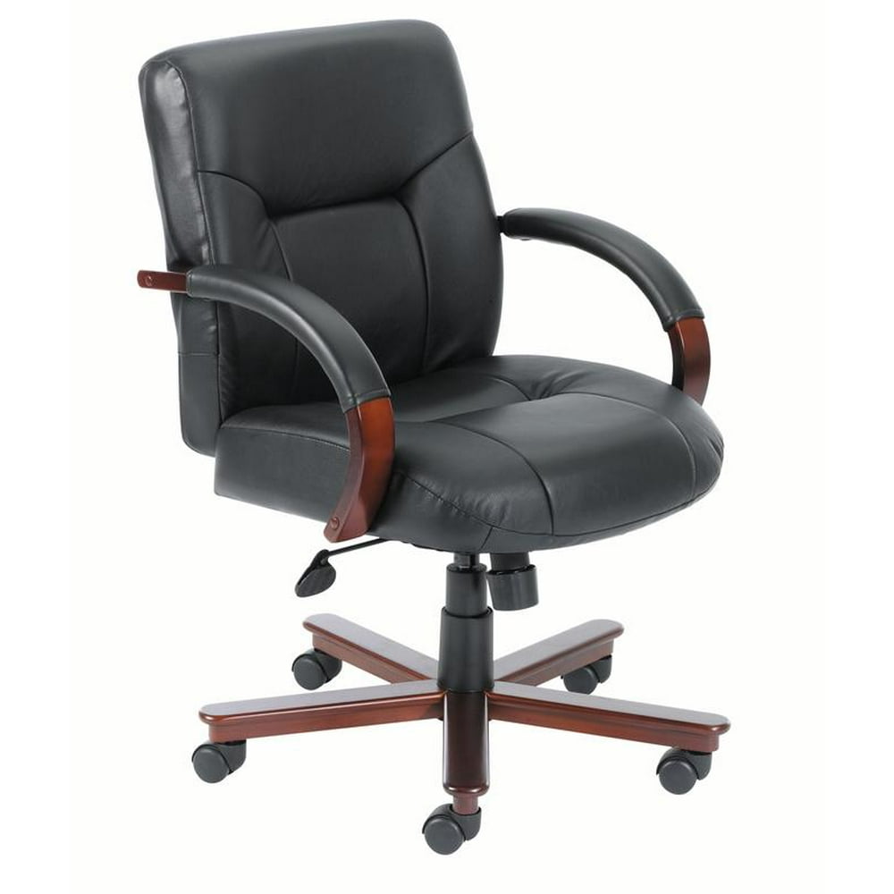 Boss Office & Home Black Executive Mid Back Chair with Knee Tilt ...