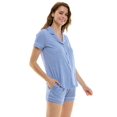 thumbnail image 5 of Jaclyn Short Sleeve Ribbed Notched Collar Top & Shorts 2 Piece Pajama Set (Juniors & Women), 5 of 5