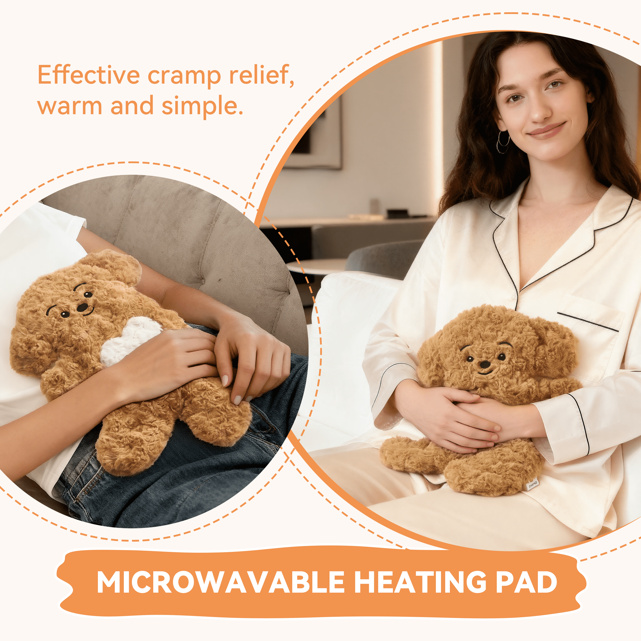 Dreamegg Microwavable Heating Pad for Cramp Perids, Christmas Gift, Brown